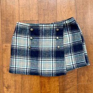 Forever 21 sexy wool blend plaid schoolgirl mini skirt skort Large
